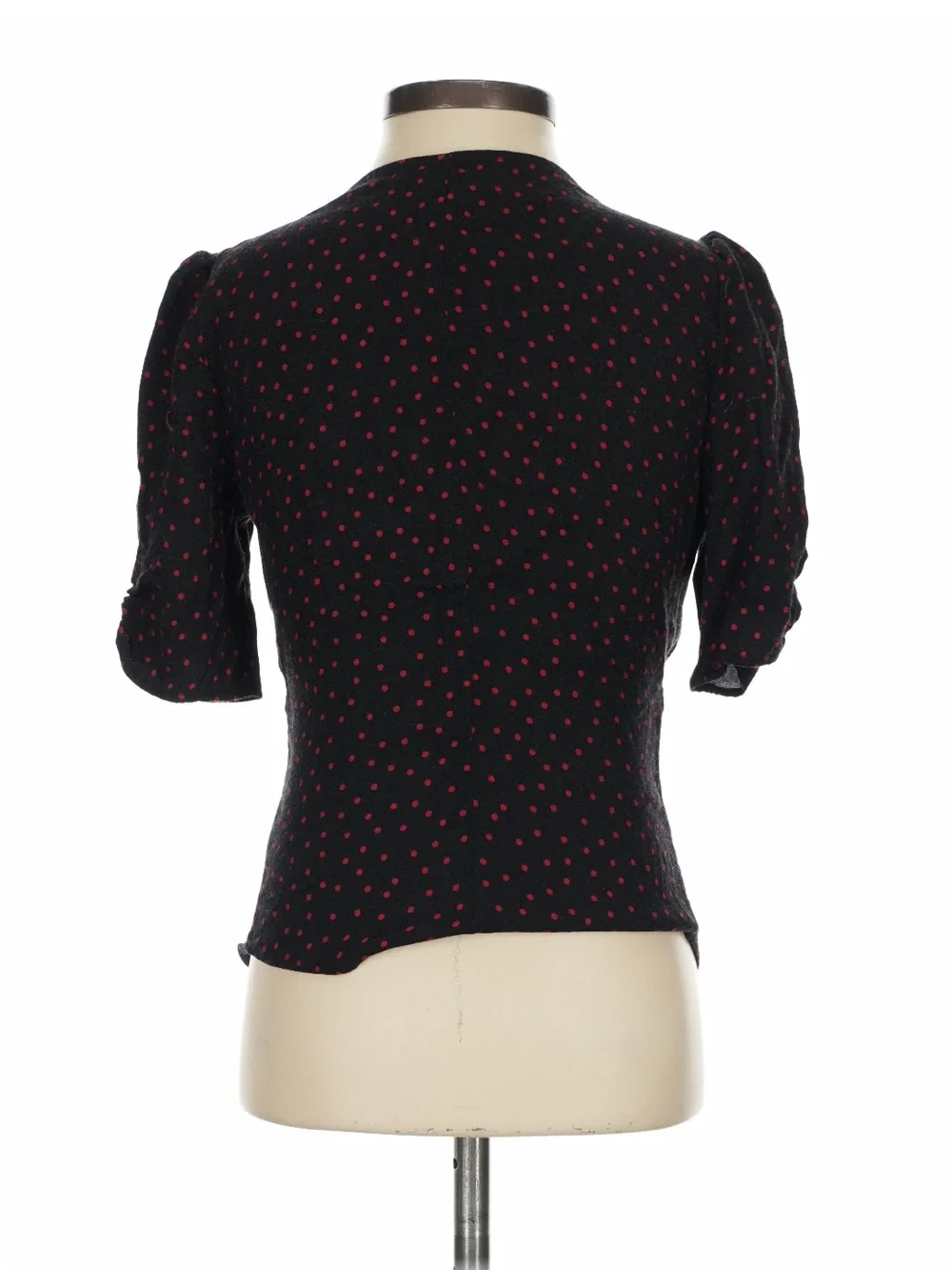 Reformation Black Top with Red Polka Dots